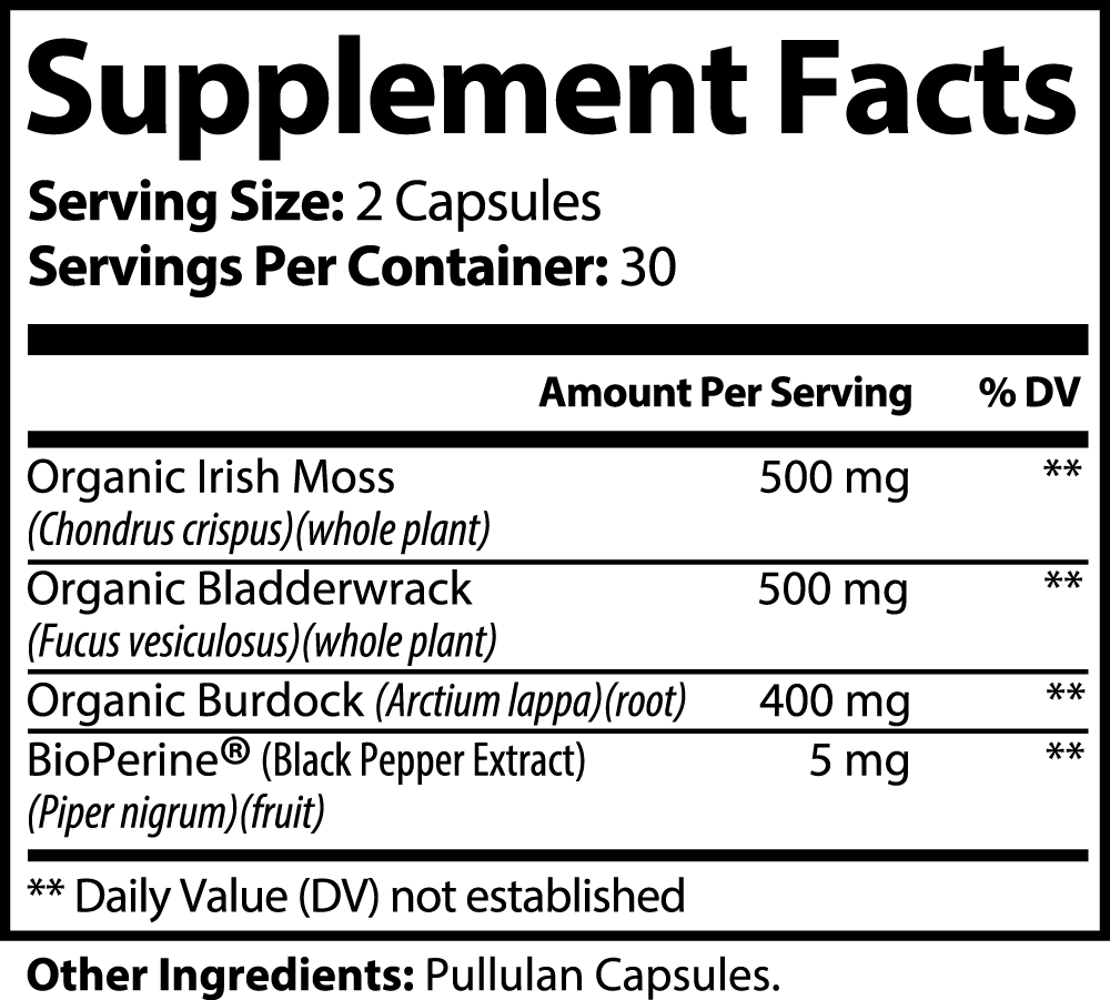 Irish Sea Moss Supplement Facts