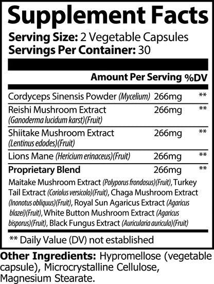 Mushroom Complex 10x Supplement Facts